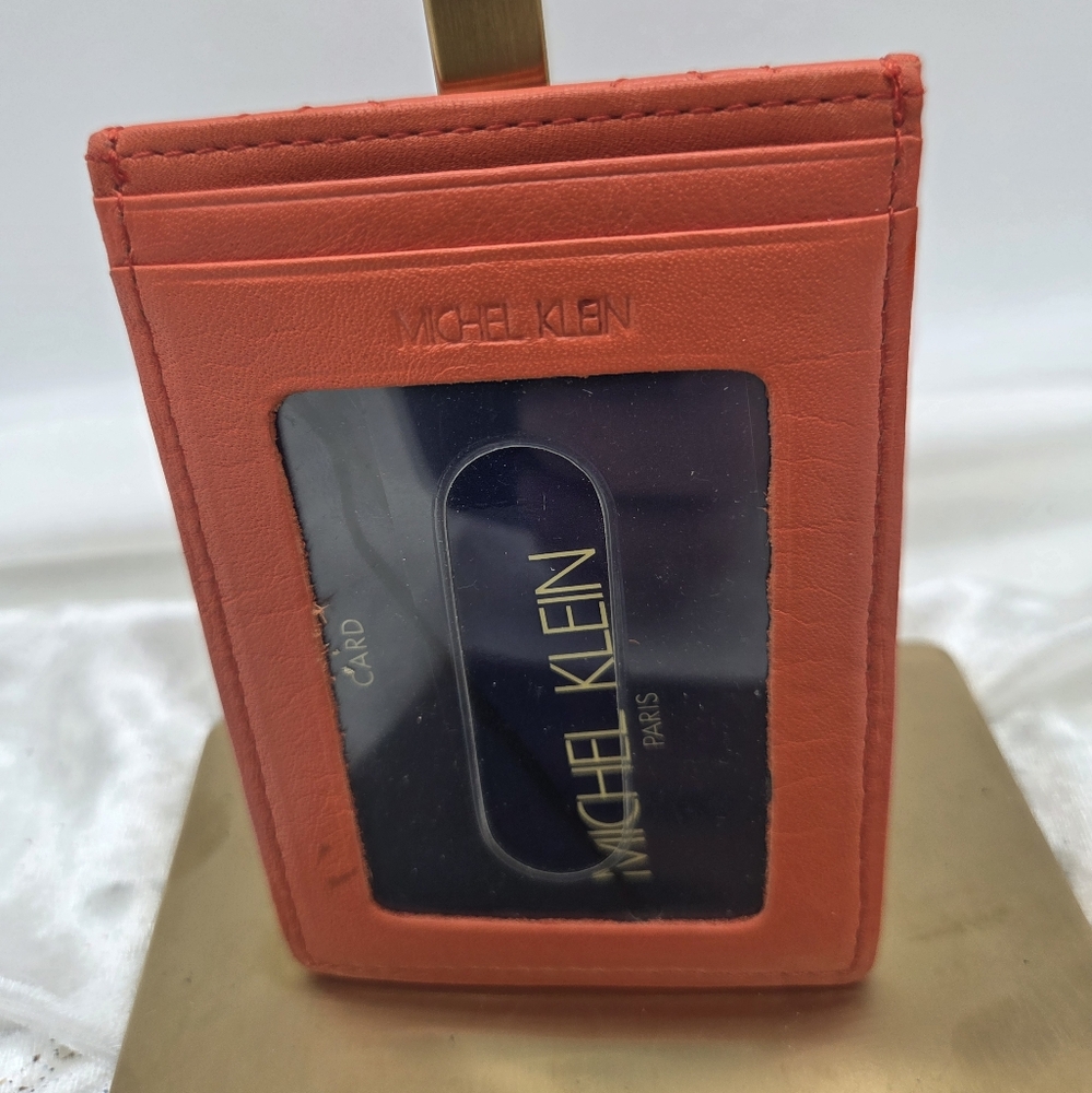 Michel Klein Orange Leather Card Holder